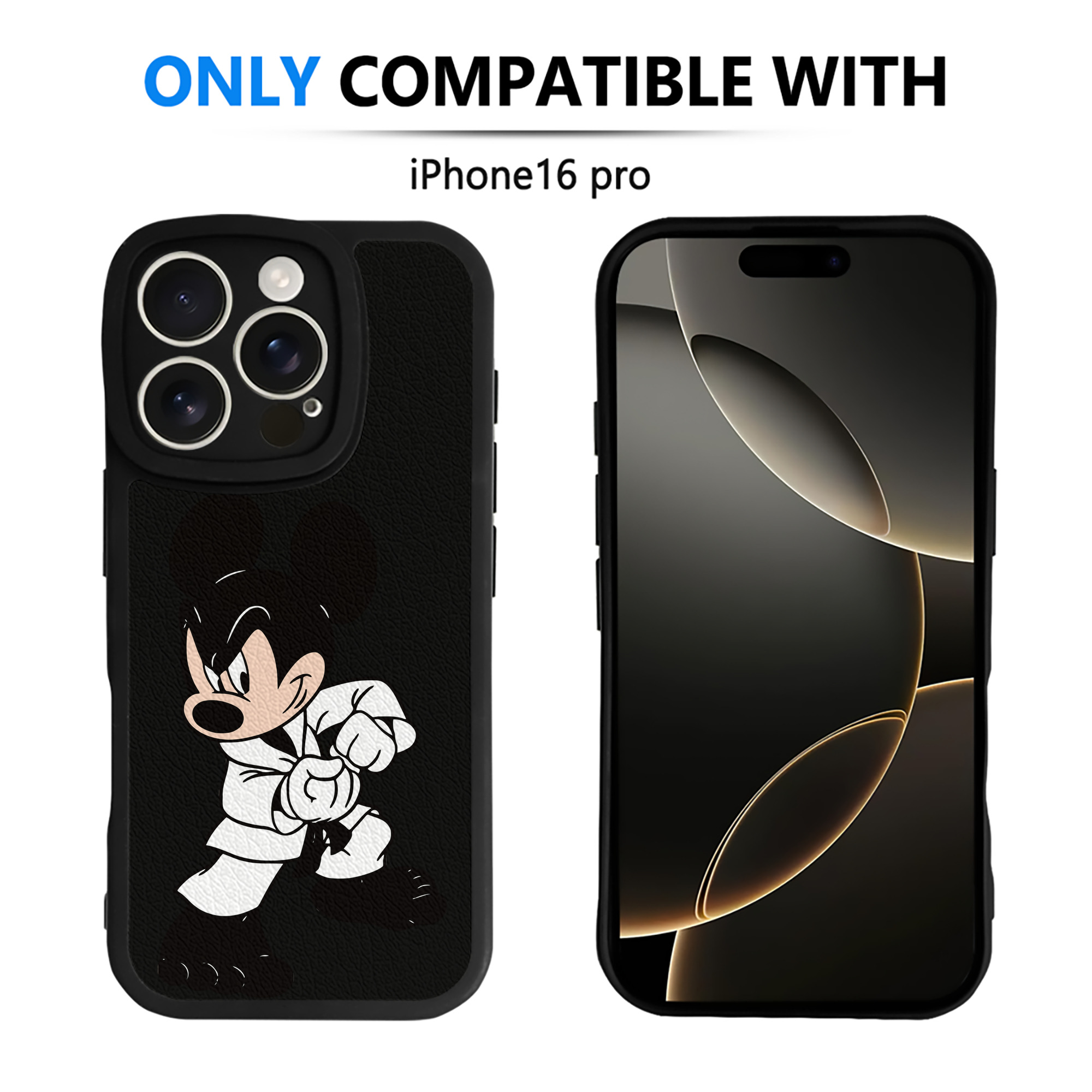 （画像用） ミッキーマウス Mickey Mouse 【iPhone 16シリーズ対応】シリコンスマホケース（レザー調） 材質：シリコン